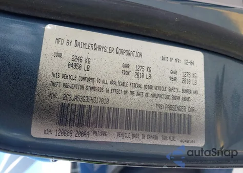 2005 Chrysler 300 Touring из США, поврежденный, VIN 2C3JA53G35H617018